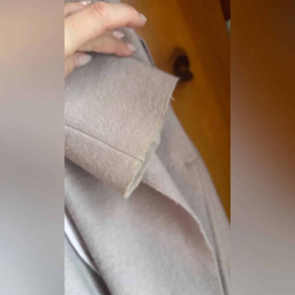 Light blush pink Wool Coat, Belted - Picture 10 of 14